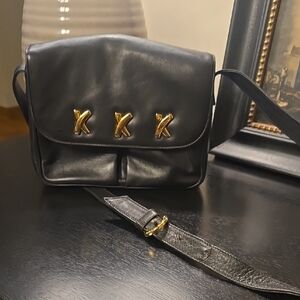 Paloma Picasso Black Shoulder Bag with Gold Accents
